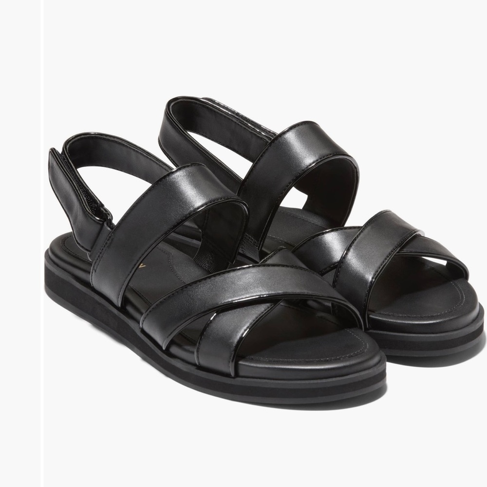 Cole Haan Black Leather Strappy Slingback Sandals